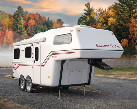 What is a escape Fifth Wheels,Fifth wheel Trailers,5th Wheel Campers Designed to be affixed and towed by a pickup equipped with special hitch in the truck bed, these two. . Escape fiberglass camper for sale